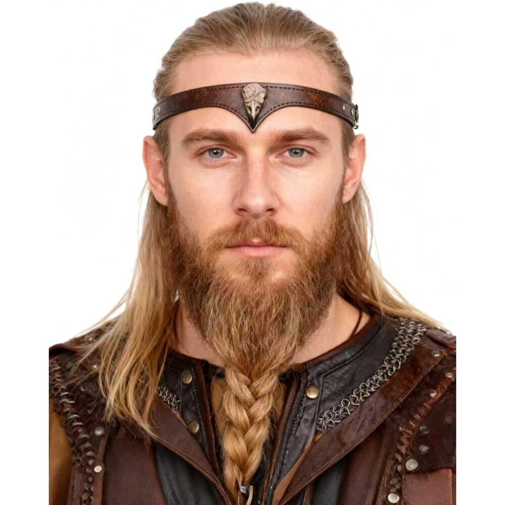 Leather Medieval Headband Adjustable Viking LARP Cosplay Accessory